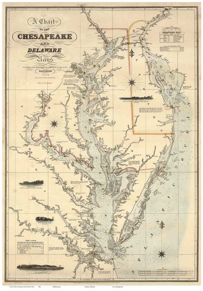 Chesapeake Bay 1862 - Lucas - Old Map Reprint