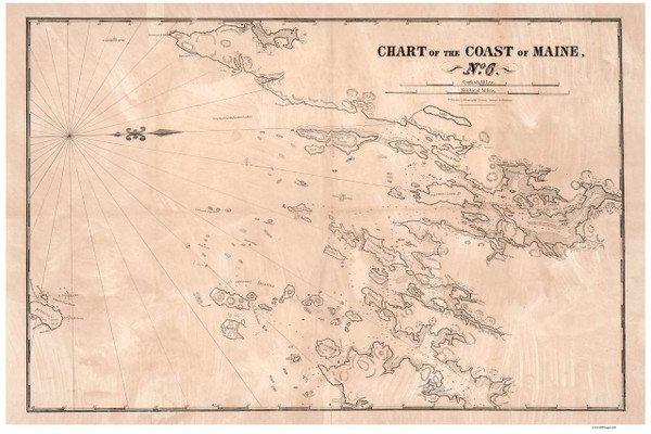 Muscongus Bay 1837 - Old Map Reprint - Maine 1837 Coast Chart