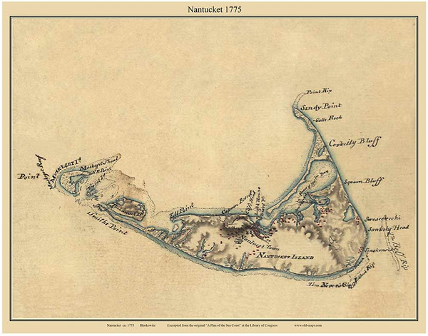 Nantucket 1775 Blaskowitz - Old Map Reprint