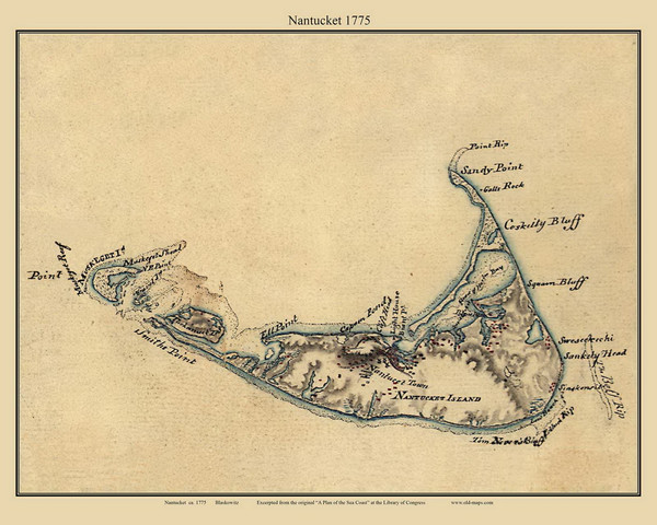 Nantucket 1775 Blaskowitz - Old Map Reprint 1-Town