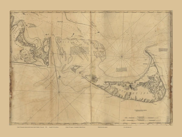 Nantucket Island and the Eastern Half of Martha's Vineyard 1776 Des Barres - Old Map Reprint 1-Town