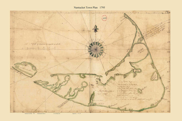 Nantucket Town Plan 1795 Massachusetts Archives - Old Map Custom Print 1-Town