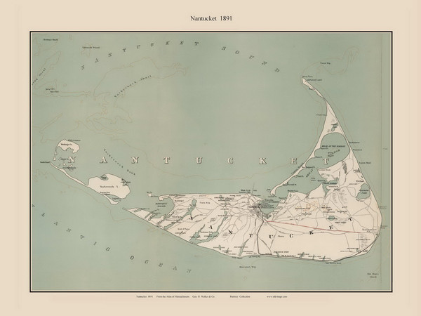 Nantucket 1891 Geo. H. Walker & Co. - Old Map Custom Print 1-Town