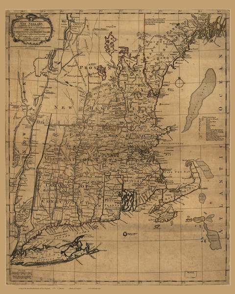 New England 1771 Old Map Reprint - Bowles - B61 Tan