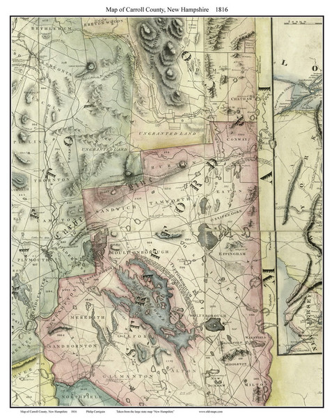 Carroll County New Hampshire 1816 - Old Map Custom Print - Carrigain Carroll County New Hampshire 1816 - Old Map Custom Print - Carrigain