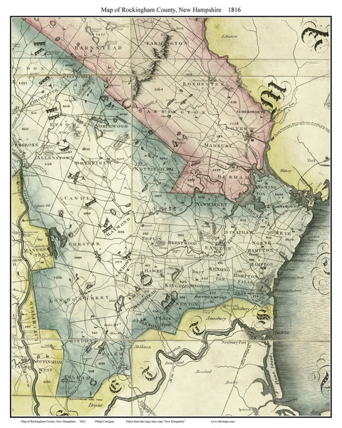 Rockingham County New Hampshire 1816 - Old Map Custom Print - Carrigain