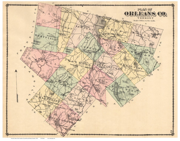 Orleans County Vermont 1878 - F.W. Beers - Old Map Reprint - VT County Other Orleans County Vermont 1878 - F.W. Beers - Old Map Reprint - VT County Other