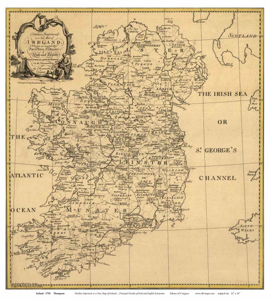 Ireland 1795 Thompson - Old Map Reprint Ireland 1795 Thompson - Old Map Reprint
