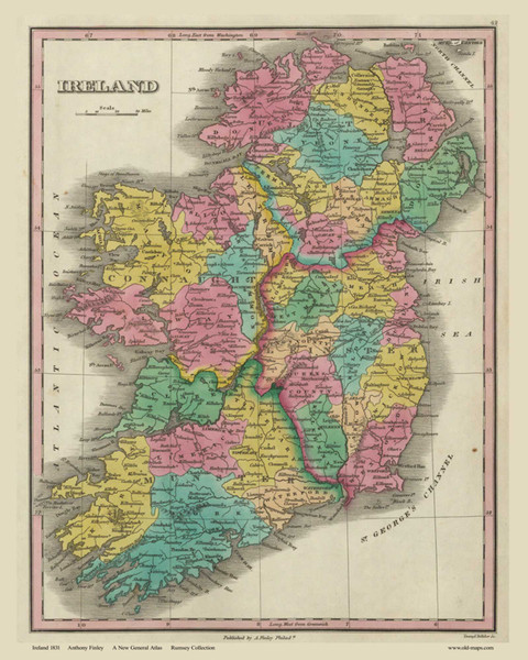 Ireland 1831 Finley - Old Map Reprint