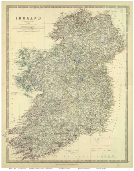 Ireland 1879 Johnston - Old Map Reprint