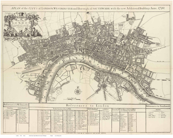 Old Map of London 1920 Senex - Old Map Reprint