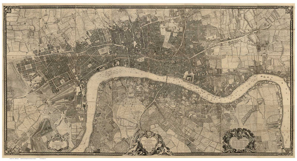 Old Map of London 1746 Rocque - Old Map Reprint