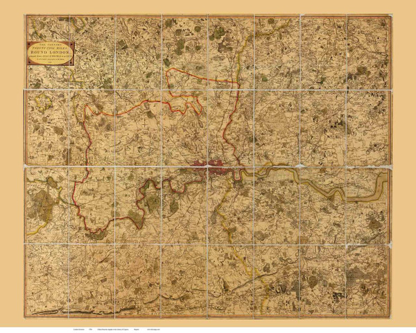 Old Map of London 1790  - Old Map Reprint