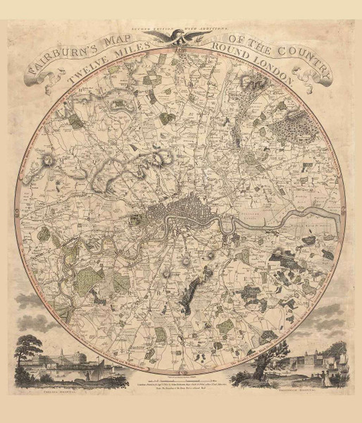 Old Map of London 1800 Fairburn - Old Map Reprint