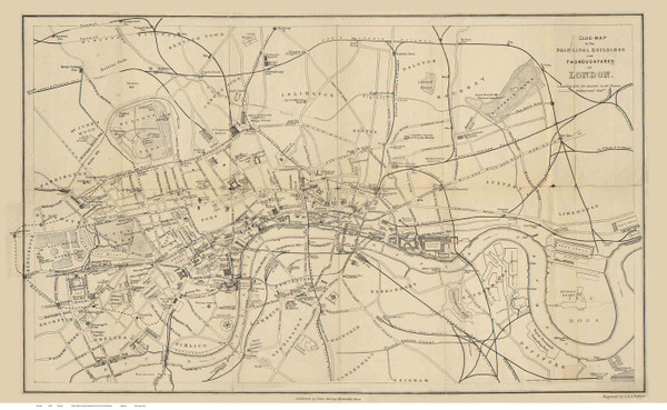 Old Map of London 1868 Murray - Old Map Reprint
