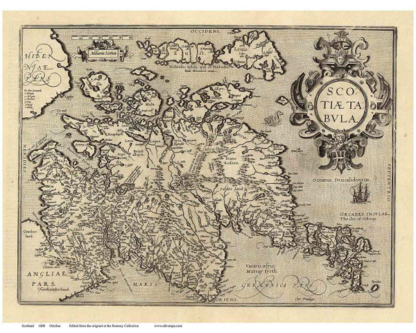Scotland 1608 Ortelius - Old Map Reprint