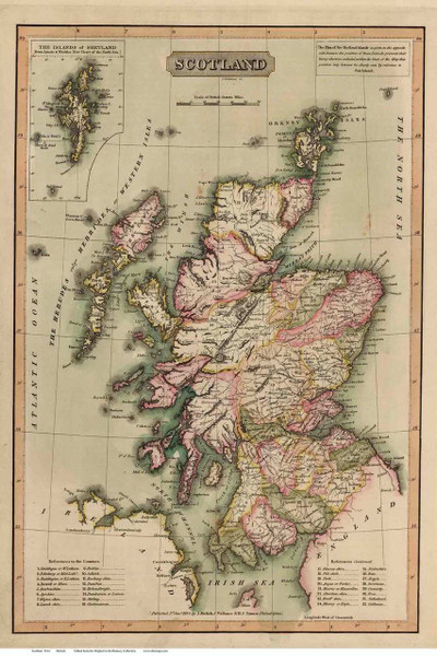 Scotland 1814 Melish - Old Map Reprint