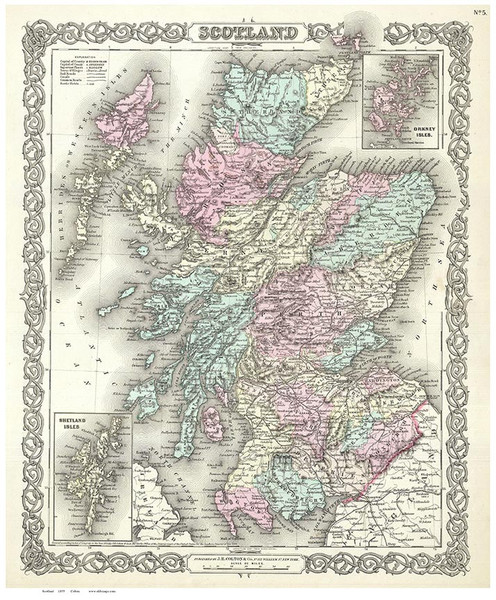 Scotland 1855 Colton - Old Map Reprint