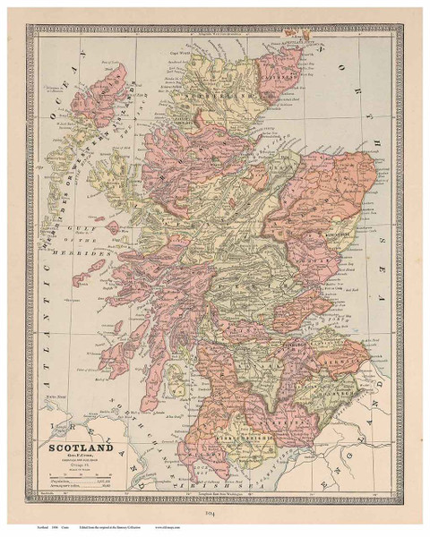Scotland 1883 Cram - Old Map Reprint
