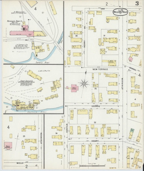 Bellows Falls, VT Fire Insurance 1896 Sheet 3 - Old Town Map Reprint