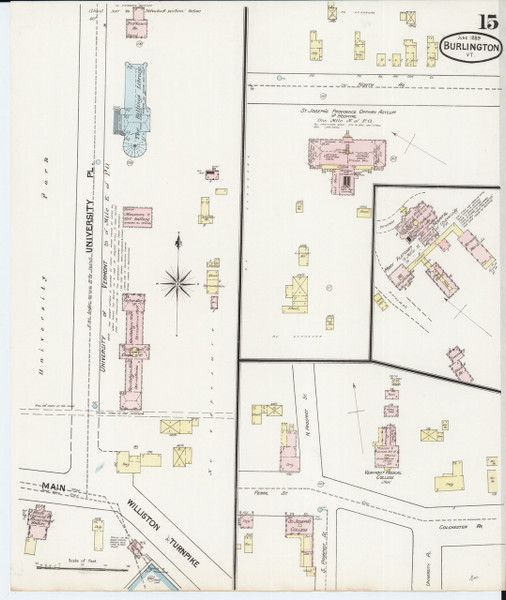 Burlington, VT Fire Insurance 1889 Sheet 15 - Old Town Map Reprint
