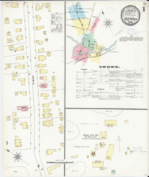 Fair Haven, VT Fire Insurance 1897 Sheet 1 - Old Town Map Reprint