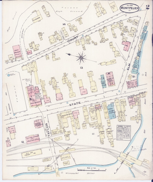 Montpelier, VT Fire Insurance 1884 Sheet 2 - Old Town Map Reprint