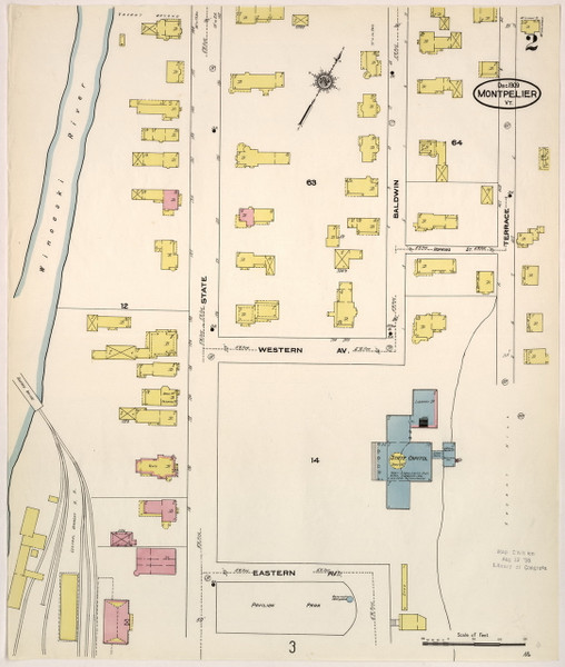 Montpelier, VT Fire Insurance 1909 Sheet 2 - Old Town Map Reprint