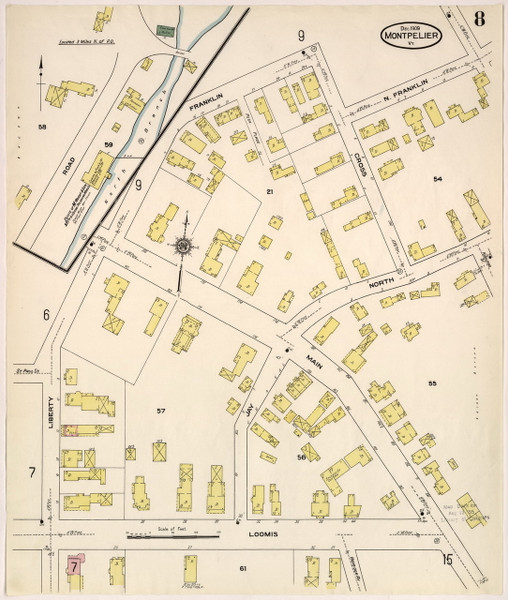 Montpelier, VT Fire Insurance 1909 Sheet 8 - Old Town Map Reprint Montpelier, VT Fire Insurance 1909 Sheet 8 - Old Town Map Reprint