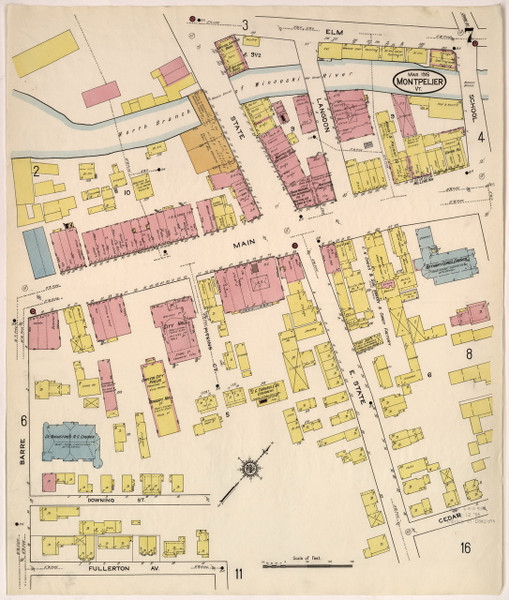 Montpelier, VT Fire Insurance 1915 Sheet 7 - Old Town Map Reprint