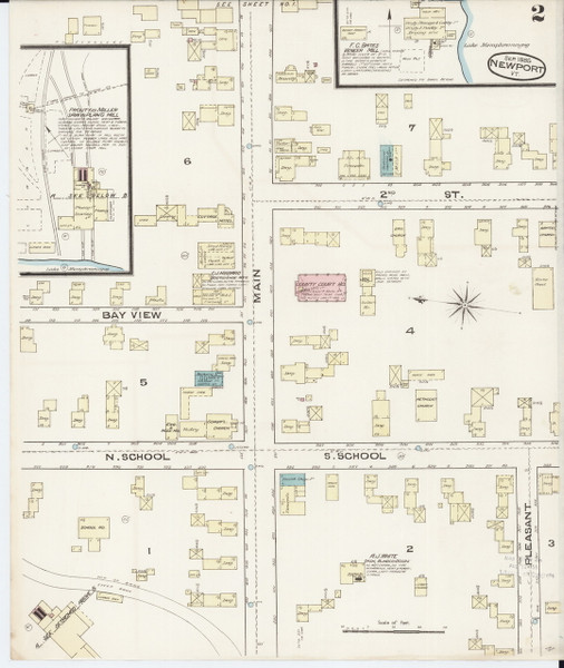 Newport, VT Fire Insurance 1885 Sheet 2 - Old Town Map Reprint