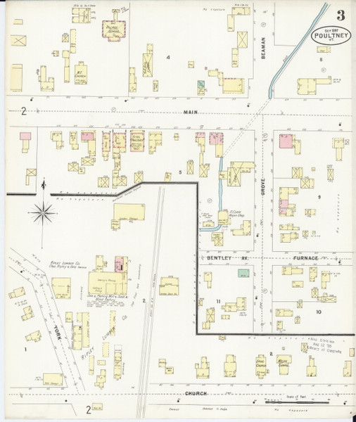 Poultney, VT Fire Insurance 1897 Sheet 3 - Old Town Map Reprint