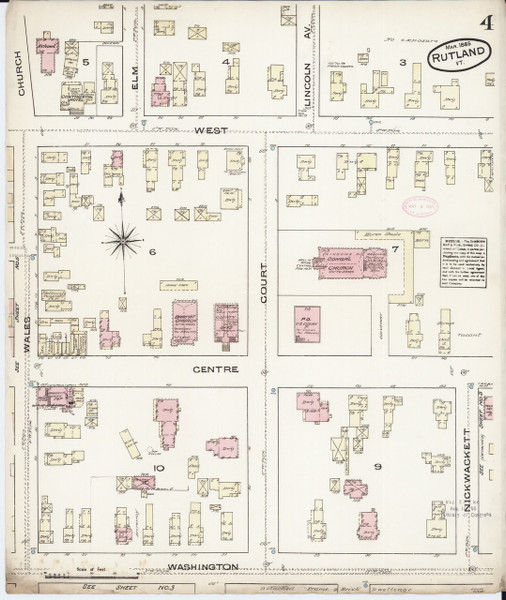Rutland, VT Fire Insurance 1885 Sheet 4 - Old Town Map Reprint Rutland, VT Fire Insurance 1885 Sheet 4 - Old Town Map Reprint