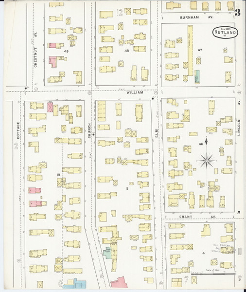 Rutland, VT Fire Insurance 1895 Sheet 3 - Old Town Map Reprint Rutland, VT Fire Insurance 1895 Sheet 3 - Old Town Map Reprint