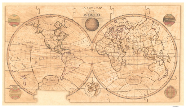 1800 World Map by Wallis