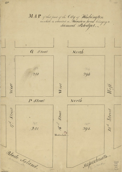 14 Blodget 16th St W 1796 Washington DC Block Map - Old Map Reprint