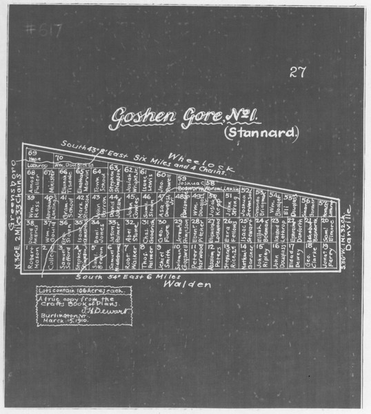 Stamford (Goshen Gore 1 Old) 2 Lotting Vermont Town Dewart