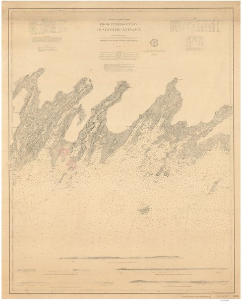 Penobscot Bay to Kennebeck Entrance 1877 80000 AT Chart 105