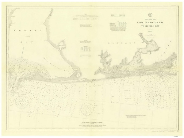 Pensacola Bay to Mobile Bay 1909 80000 AT Chart 187