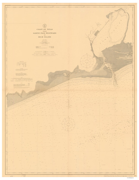 Sabine Pass Westward to High Island 1909 80000 AT Chart 203