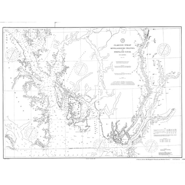 Revillagigedo Channel and Portland Canal 1891 Nautical Chart 200,000 Scale  Alaska Chart 8100