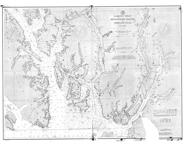Revillagigedo Channel and Portland Canal 1894 Nautical Chart 200,000 Scale  Alaska Chart 8100
