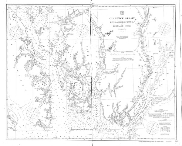 Revillagigedo Channel and Portland Canal 1895 Nautical Chart 200,000 Scale  Alaska Chart 8100