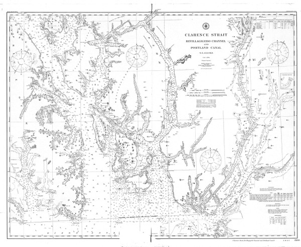 Revillagigedo Channel and Portland Canal 1906 Nautical Chart 200,000 Scale  Alaska Chart 8100