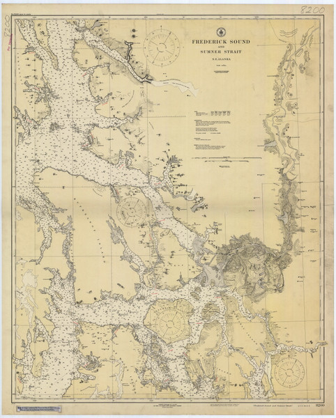 Frederick Sound and Sumner Strait 1923 Nautical Chart 200,000 Scale  Alaska Chart 8200