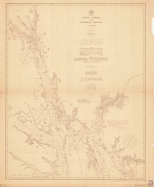 Lynn Canal and Stephens Passage 1902 Nautical Chart 200,000 Scale  Alaska Chart 8300 Lynn Canal and Stephens Passage 1902 Nautical Chart 200,000 Scale  Alaska Chart 8300