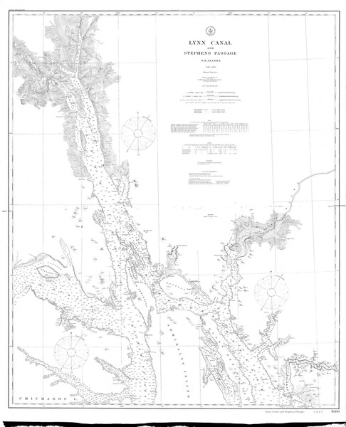 Lynn Canal and Stephens Passage 1906 Nautical Chart 200,000 Scale  Alaska Chart 8300