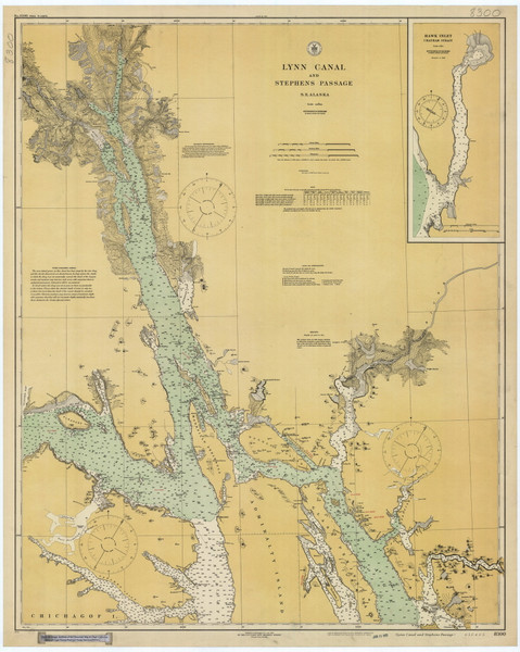 Lynn Canal and Stephens Passage 1925 Nautical Chart 200,000 Scale  Alaska Chart 8300