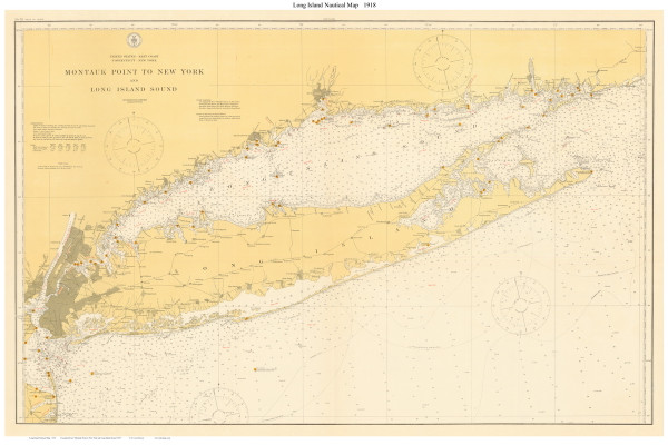 Long Island Nautical Map 1918 - Old Map Custom Print Big Area 50-52