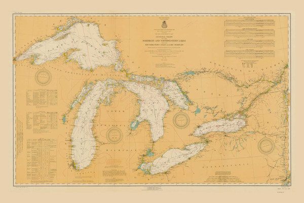 Great Lakes 1916 - Old Map Reprint Nautical Chart LS0